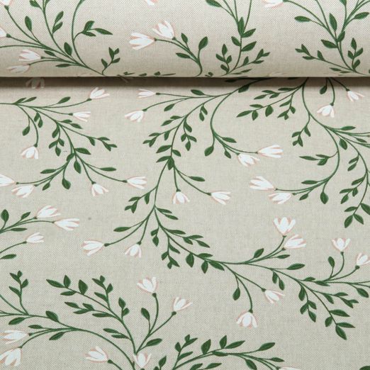 Toile canevas - aspect lin campanules Beige