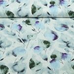 Viskoseleinen - Digital Blätter Ecru Hellblau Viskoseleinen - Digital Blätter Ecru Hellblau