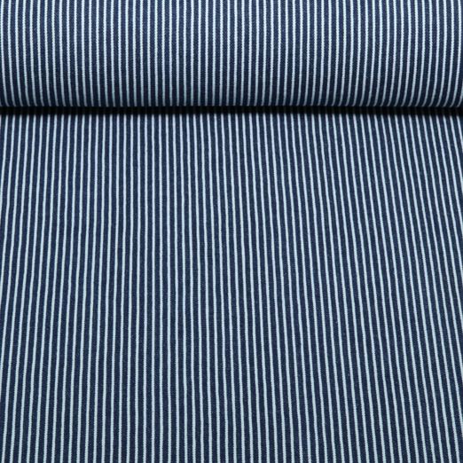 Tissu jeans pantalon - rayures Bleu marine Tissu jeans pantalon - rayures Bleu marine