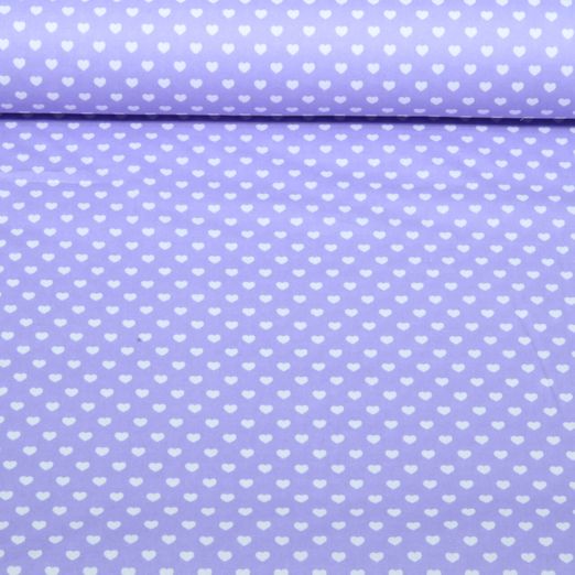 Popeline de coton - Coeurs Lilas