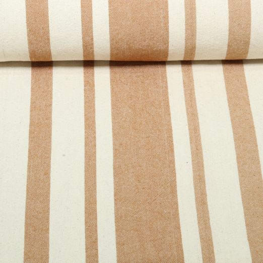 Baumwolle Webware - Küchentuch Streifenmix Beige Erdnussbraun