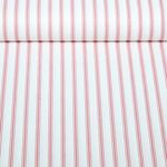 Popeline de coton - Tissu pour chemise Percale rayures Blanc Rouge