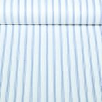 Popeline de coton - Tissu pour chemise Percale rayures Blanc Bleu