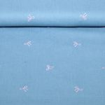 Tissu jeans pour blouses - Boucles brodées Bleu clair