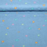 Tissu jeans pour blouses - Multicolore brodé Bleu clair