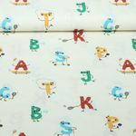 Baumwoll-Popeline - Lustige Buchstaben Ecru