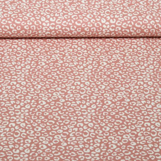 Popeline de coton - Motif léopard Vieux rose