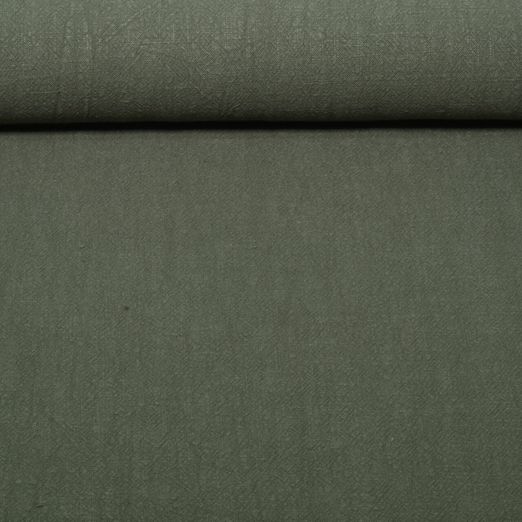 Leinen - Uni Stonewashed Dunkelgrün