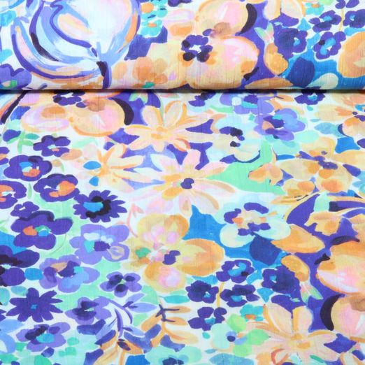 Tissu robes et blouses - Impression numérique Crash Bleu