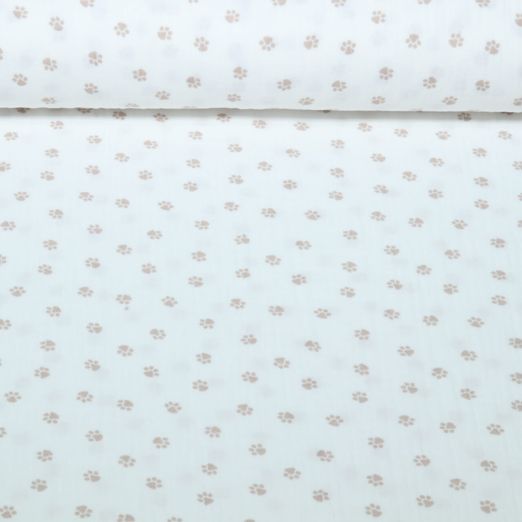 Gaze de coton - pattes d'animaux Blanc Gaze de coton - pattes d'animaux Blanc