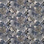 Lino viscosa - flores de verano gris claro