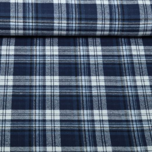 Flanelle de coton - carreaux de bûcheron Bleu marine Flanelle de coton - carreaux de bûcheron Bleu marine