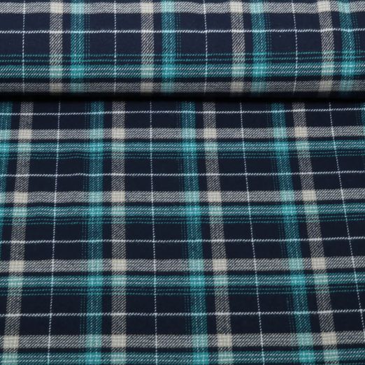 Flanelle de coton - carreaux de bûcheron Bleu marine Flanelle de coton - carreaux de bûcheron Bleu marine