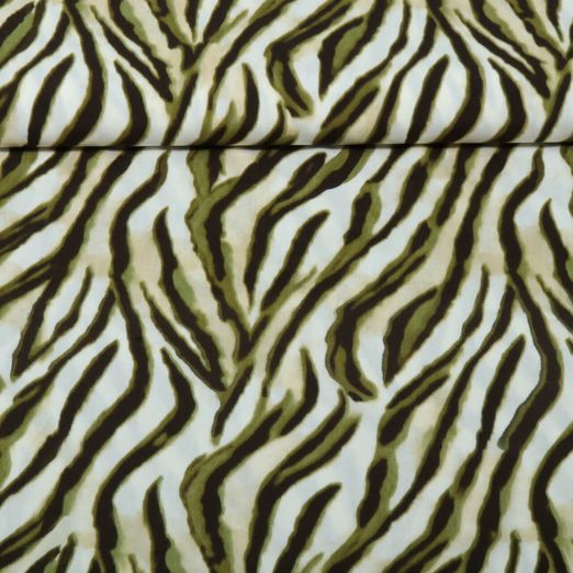 Popeline de viscose - Impression numérique Zebra Kaki
