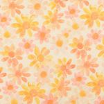 Voile de algodão - Dobby digital flores Ecru laranja Voile de algodão - Dobby digital flores Ecru laranja