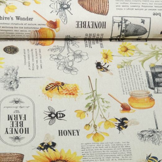 Toile numérique aspect lin miel Beige