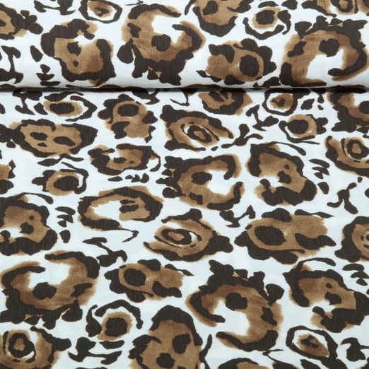 Viskose - Abstraktes Leomuster Ecru Braun