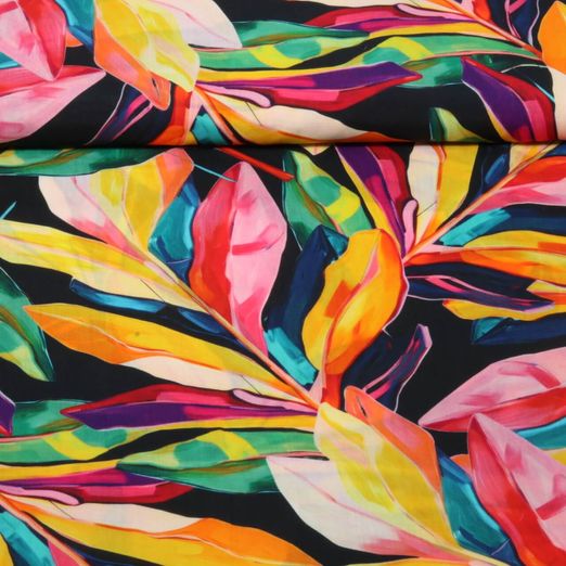 Lin Lyocell - Feuilles Multicolores