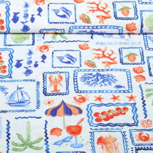 Viscose - Tropical Maritim Weiß Multicolor
