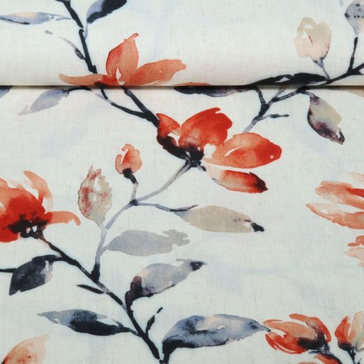 Lin viscose - Impression numérique Beige