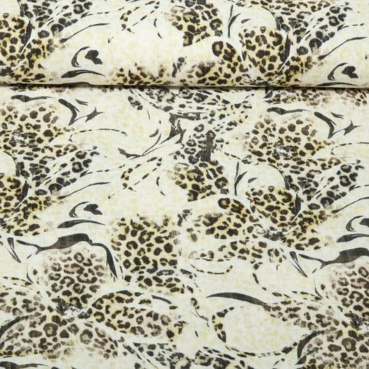 Lin viscose - Impression numérique Leoblumen Beige