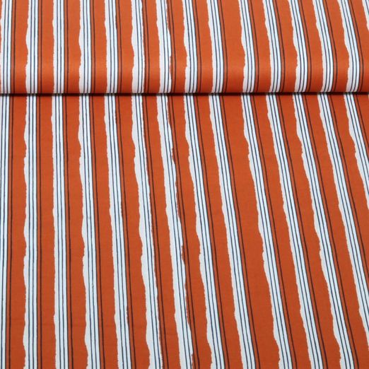 Baumwoll-Popeline - Enjoy Kollektion Streifen Braun