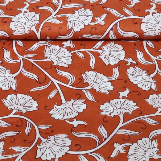 Baumwoll-Popeline - Enjoy Kollektion Blüten Braun