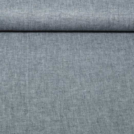 Baumwoll-Leinen - Chambré Fischgrät Schwarz