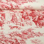 Baumwoll-Canvas - Dorfleben Toile-de-Jouy Beige Rot
