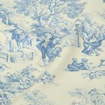 Baumwoll-Canvas - Toile-de-Jouy Beige Blau