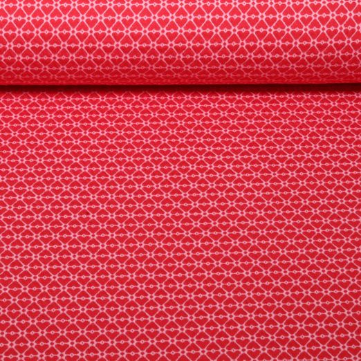 Bio Jacquard Jersey - HHL Queen of Hearts Cherry Heart Knit Rot