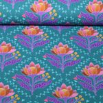 Toile canevas bio - HHL Queen Of Hearts Lotus Royal Bleu pétrole