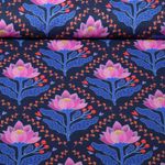 Gaze de coton bio Lisse - Queen Of Hearts Lotus Royal Bleu marine Gaze de coton bio Lisse - Queen Of Hearts Lotus Royal Bleu marine