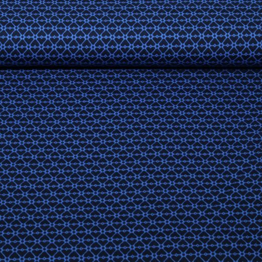 Bio Jacquard Jersey - HHL Queen of Hearts Cherry Heart Knit Blau