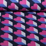 Bio Jacquard Jersey -HHL Queen of Hearts Royal Love Shadows Blau