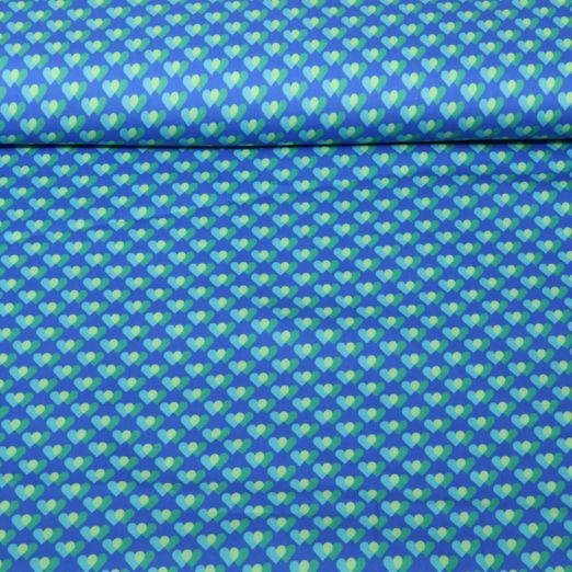 Bio Baumwoll-Satin - HHL Queen Of Hearts Heart Parade Blau