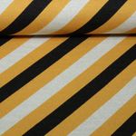 Ekologisk Jacquard Jersey - Hjärter dam Royal Candy Stripes Gul