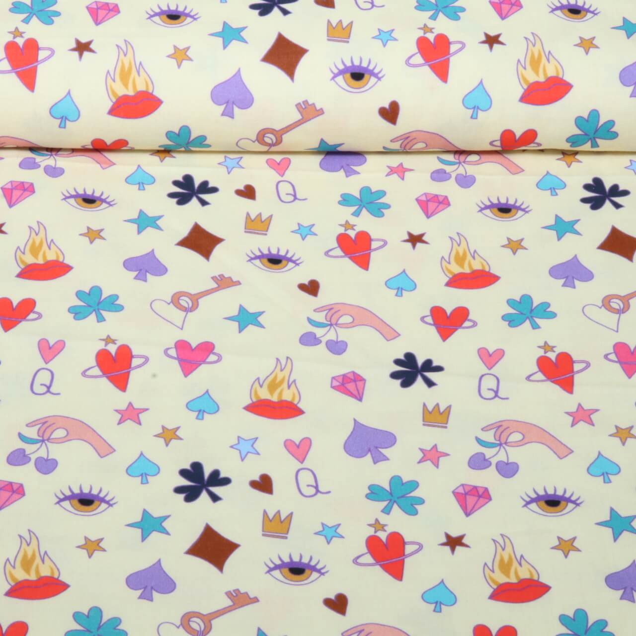 Gaze de coton bio Lisse - HHL Queen Of Hearts Queens Secrets Beige-0 Gaze de coton bio Lisse - HHL Queen Of Hearts Queens Secrets Beige-0