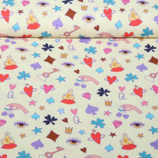 Gaze de coton bio Lisse - HHL Queen Of Hearts Queens Secrets Beige Gaze de coton bio Lisse - HHL Queen Of Hearts Queens Secrets Beige