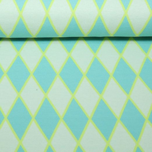 Jersey jacquard bio - HHL Queen Of Heart Harlequin Hearts Turquoise