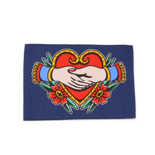 Étiquette tissée XL - Tattoo Coeur - 57 x 38 mm