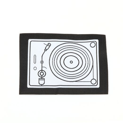 Étiquette tissée XL - Platine vinyle - 60 x 80 mm