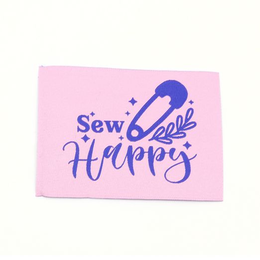 Étiquette tissée XL - Sew happy - 60 x 80 mm