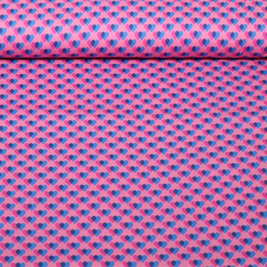 Bio Baumwoll-Satin - HHL Queen Of Hearts Heart Parade Dunkelrosa