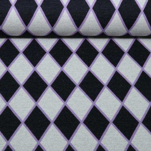 Bio Jacquard Jersey - HHL Queen Of Hearts Harlequin Hearts Schwarz