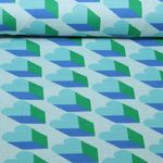 Økologisk Jacquard Jersey - HHL Queen of Hearts Royal Love Shadows Turquoise Økologisk Jacquard Jersey - HHL Queen of Hearts Royal Love Shadows Turquoise