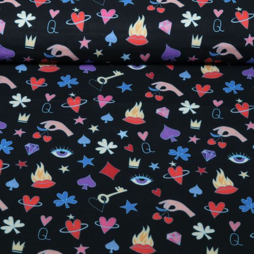 Bio Musselin Glatt - HHL Queen Of Hearts Queens Secrets Schwarz Bio Musselin Glatt - HHL Queen Of Hearts Queens Secrets Schwarz