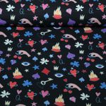 Gaze de coton bio Lisse - HHL Queen Of Hearts Queens Secrets Noir