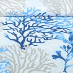 Baumwoll-Cretonne - Korallen Ecru Blau