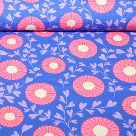 Bio Musselin Glatt - HHL Queen Of Hearts Court Garden Blau Bio Musselin Glatt - HHL Queen Of Hearts Court Garden Blau